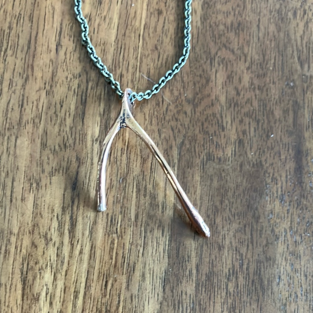 Brass wishbone necklace